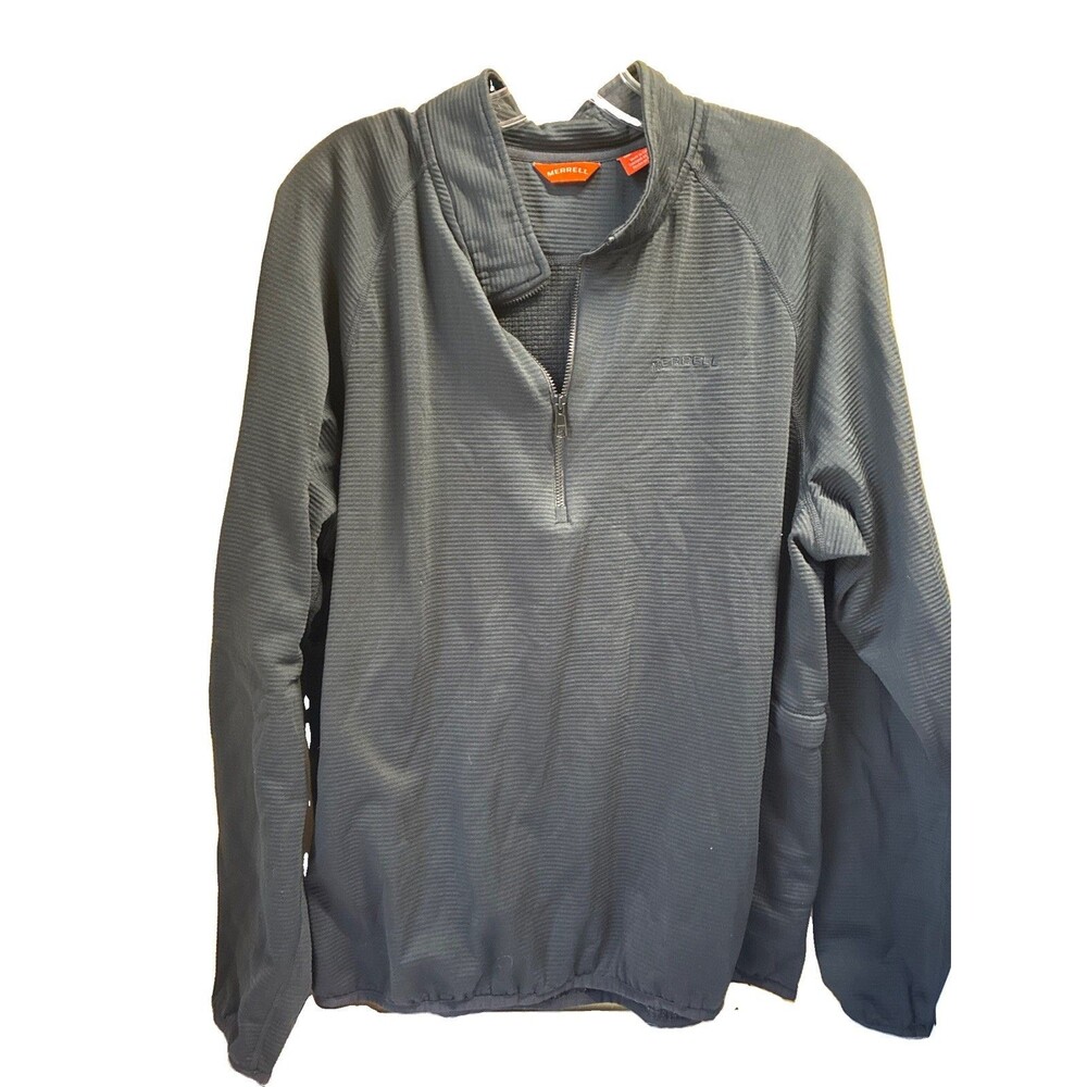 Merrel Sweater Mens L Black Geotex 1/4 Zip Mock Neck Outdoors Pullover Men